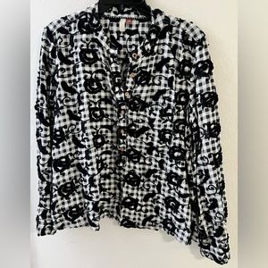 Anthropologie Black and White Pilcro Blouse